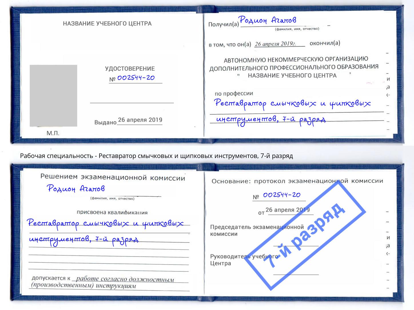 корочка 7-й разряд Реставратор смычковых и щипковых инструментов Чернушка